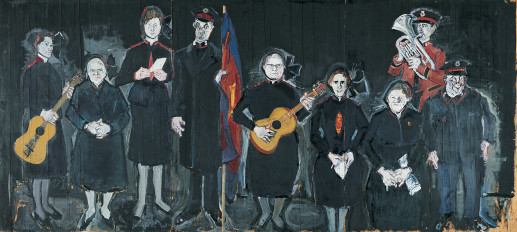 Varlin "Die Heilsarmee" / 1963/64 / Öl, Kohle, Acryl, Metall, Stoff auf Holz / 239 × 530 cm / Kunsthaus Zürich / Legat Friedrich Dürrenmatt